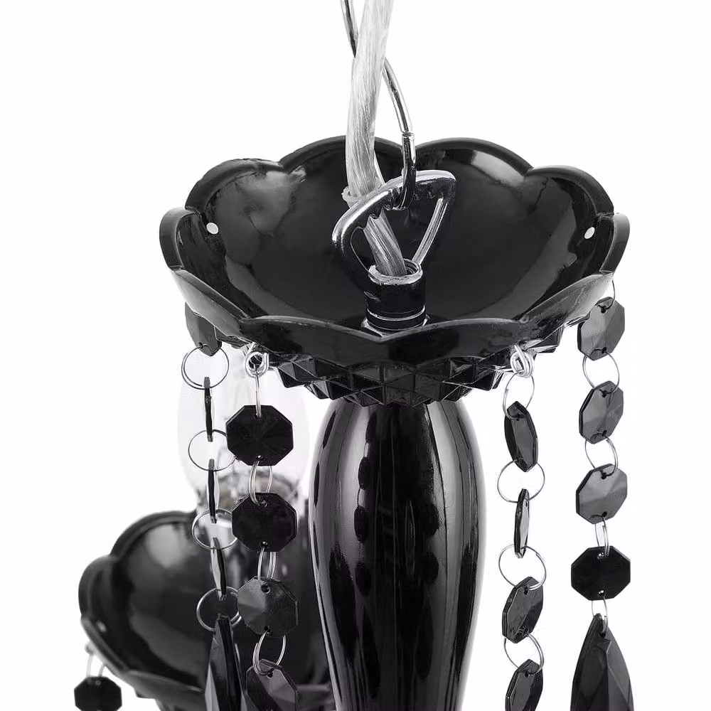 Wyld and Coco Black Crystal 4-Light Glamour Chandelier – 6