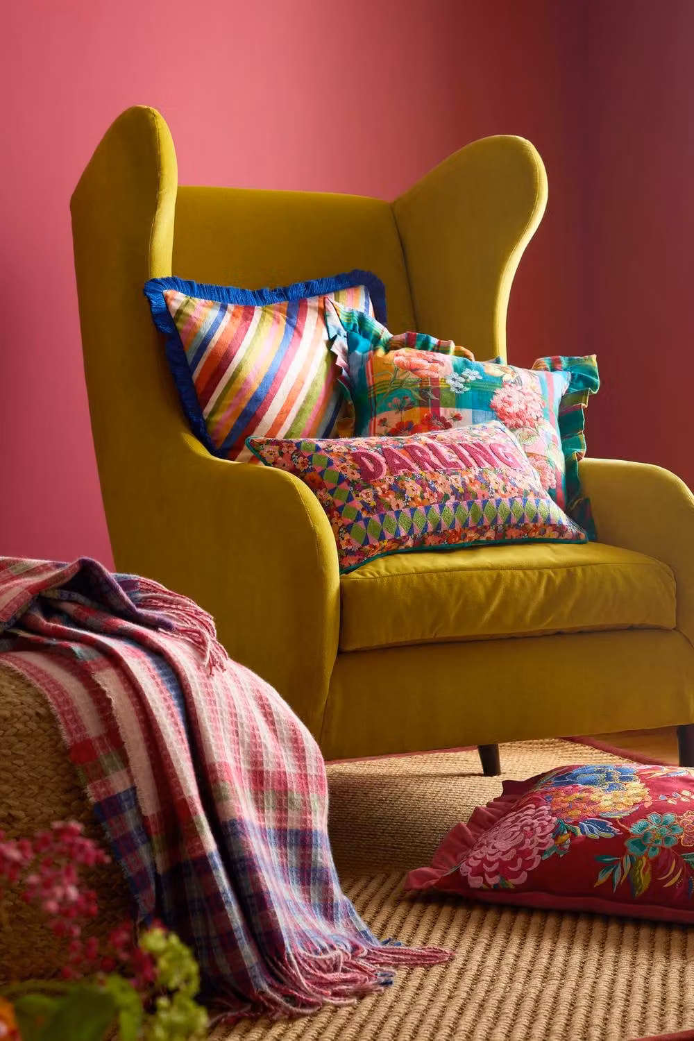 Sophie Robinson Darling Waffle Check Multicolour Waffle Pique Blanket Throw with Fringes – 4