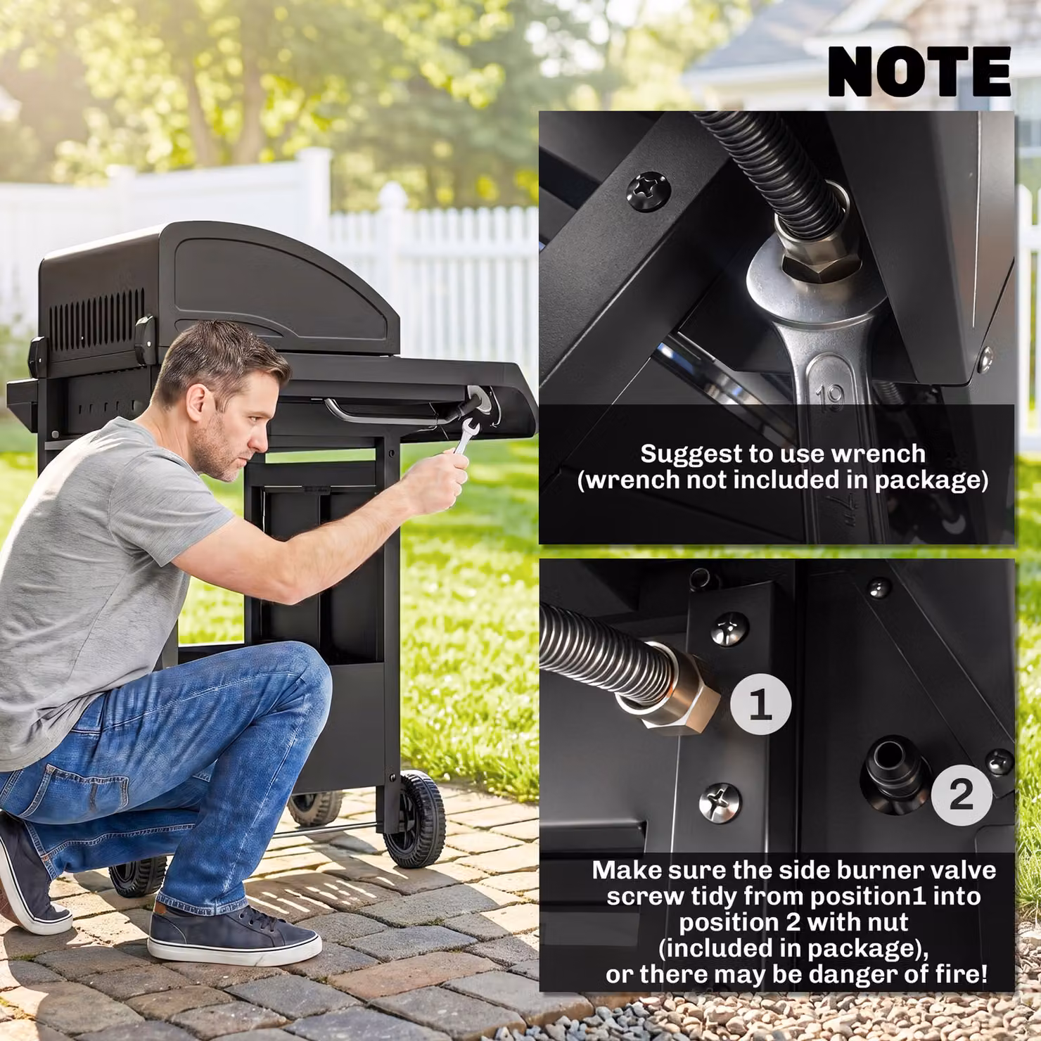 Outsunny Gas BBQ Grill with 3+1 Burners, Side Burner, Warming Rack and Side Shelves, Black, W/D/H: 110 x 50 x 100 cm – 7