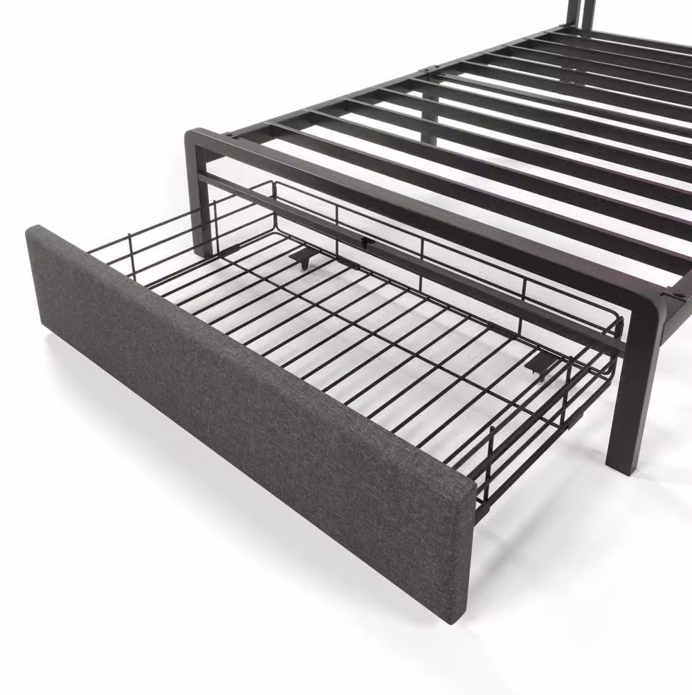 STILVORA Single Bed Frame with LED Lighting, USB Charging Port and Storage Drawers in Grey, W/D/H: 90 x 190 x 110 cm – 8