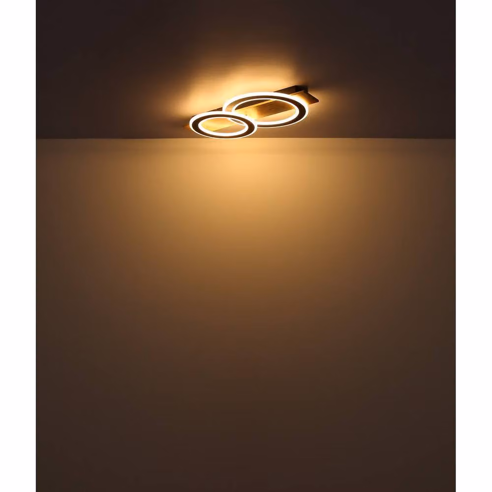 Netlighting Jayden 2 Ring Semi Flush Ceiling Light in Matt Black with 2x LED 3000K Warm White – 3