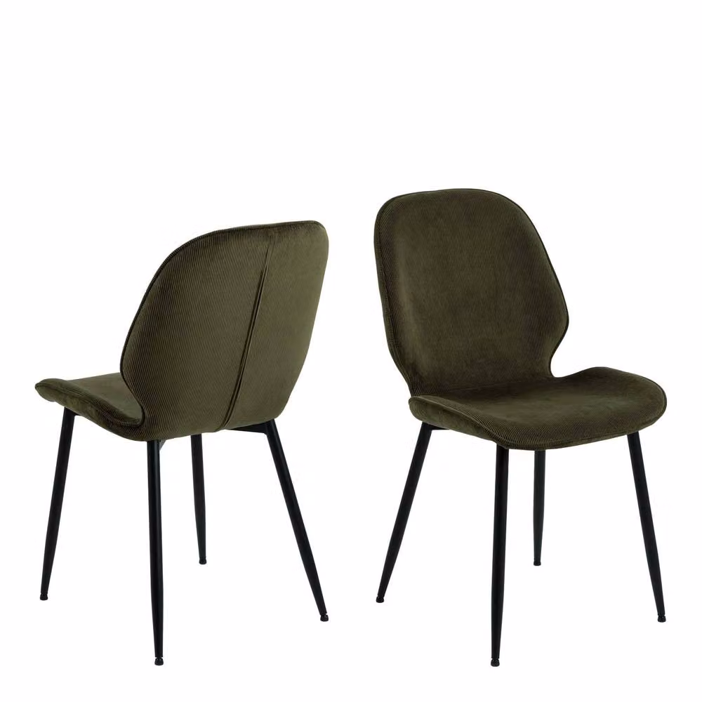 Wyld Haus Set of 4 Larkwood Corduroy Dining Chairs in Green and Black – 2