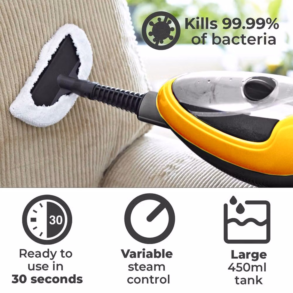 Neo 10 in 1 1500W Hot Steam Mop Cleaner and Hand Steamer in Yellow – 5
