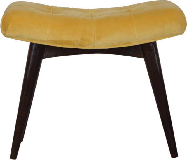 KDMK Yellow Mango Wood and Velvet Straight Bench