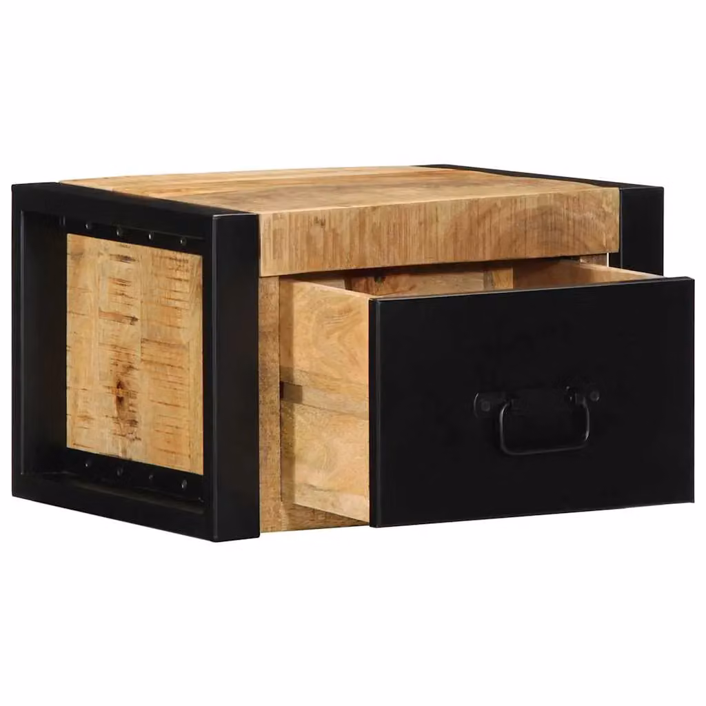 Berkfield Home Rustic Mango Wood Bedside Cabinet in Brown, W/D/H: 40 x 35 x 25 cm – 4