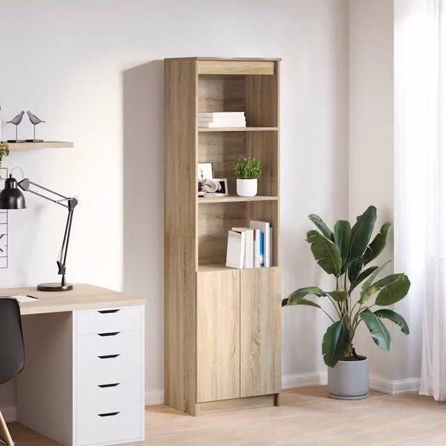 Berkfield Home Sonoma Oak Highboard in Brown, W/D/H: 50 x 35 x 180 cm