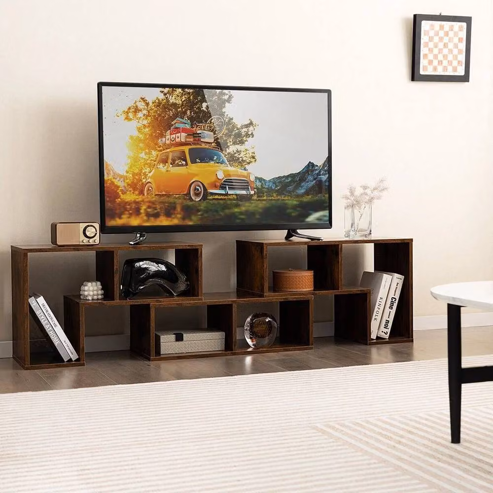 EONLION Minimalist Brown Wood TV Stand for TVs up to 65 Inches, Width: 100 cm – 3