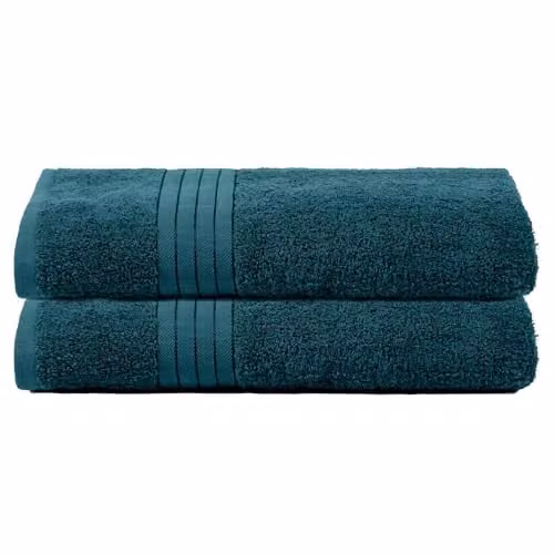 OHS 2 Pack of Fluffy 100% Cotton Petrol Blue Bath Sheets
