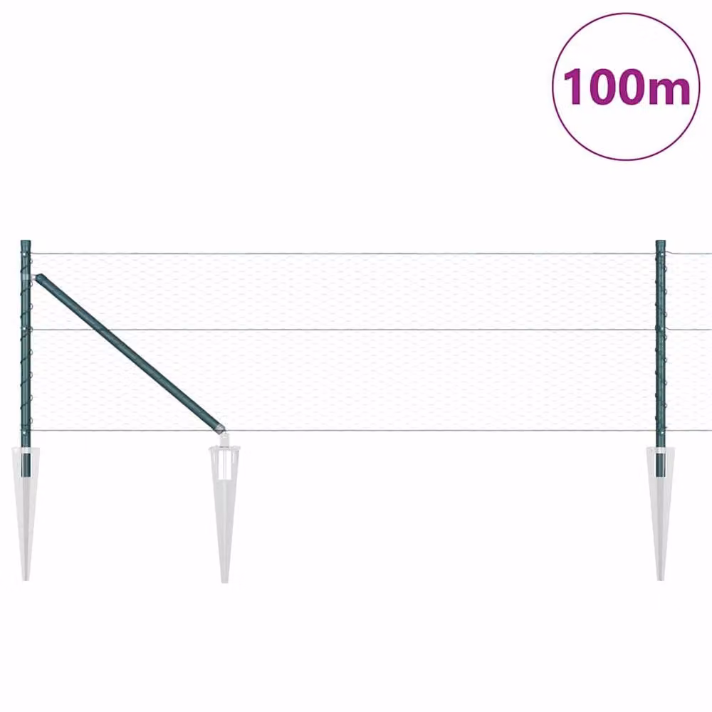 Berkfield Home Green PVC-Coated Hexagon Steel Fence, 0.6 x 100 m – 2