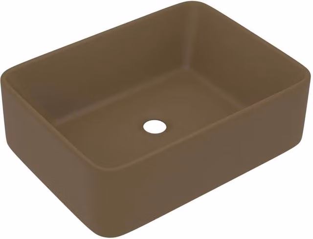 Berkfield Home Luxury Ceramic Rectangular Countertop Wash Basin in Khaki, W/D/H: 41 x 30 x 12 cm
