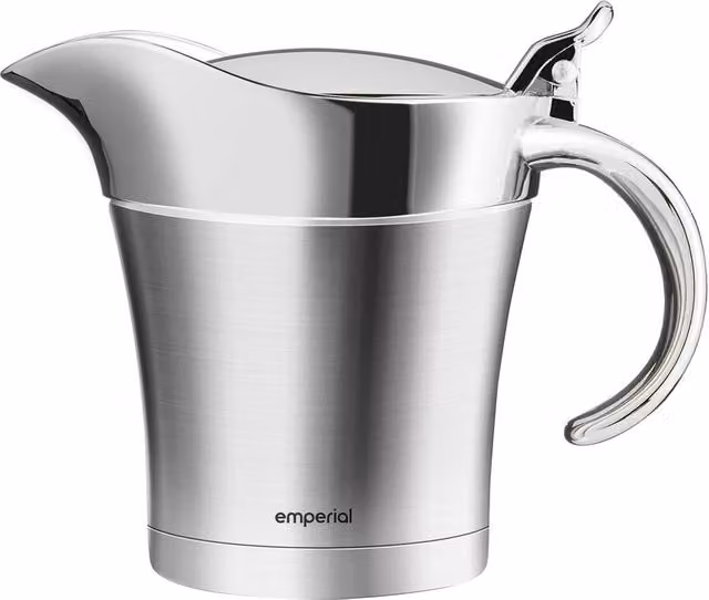 Emperial Silver Stainless Steel Double Insulated Gravy Boat with Lid, 500ml