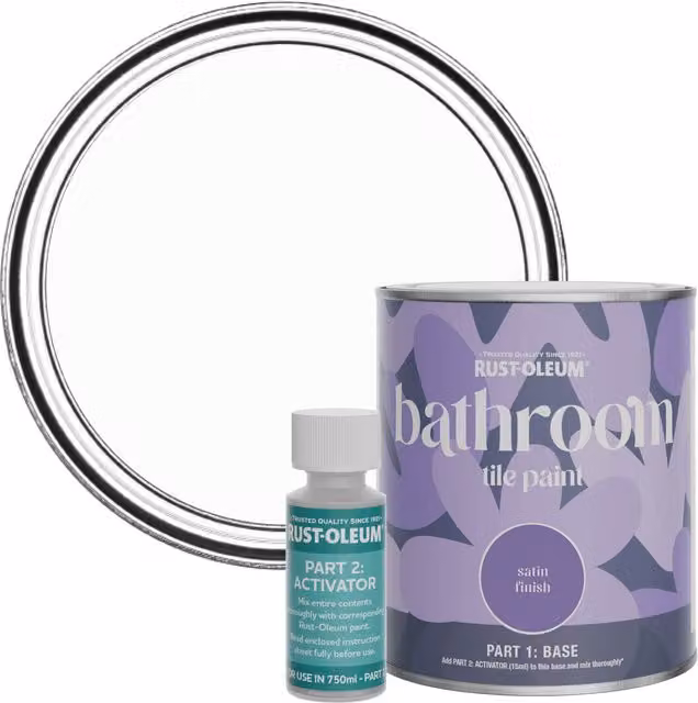 Rust-Oleum Bathroom Tile Paint in Satin Finish, Moonstone, White, 0.75 l
