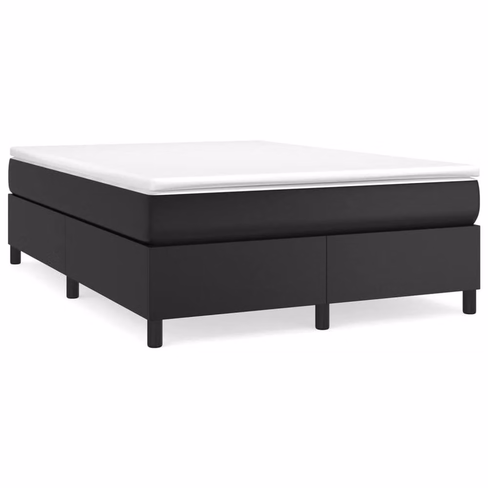 Berkfield Home Upholstered Box Spring Bed Frame in Black Faux Leather W/D/H: 135 x 190 cm – 2