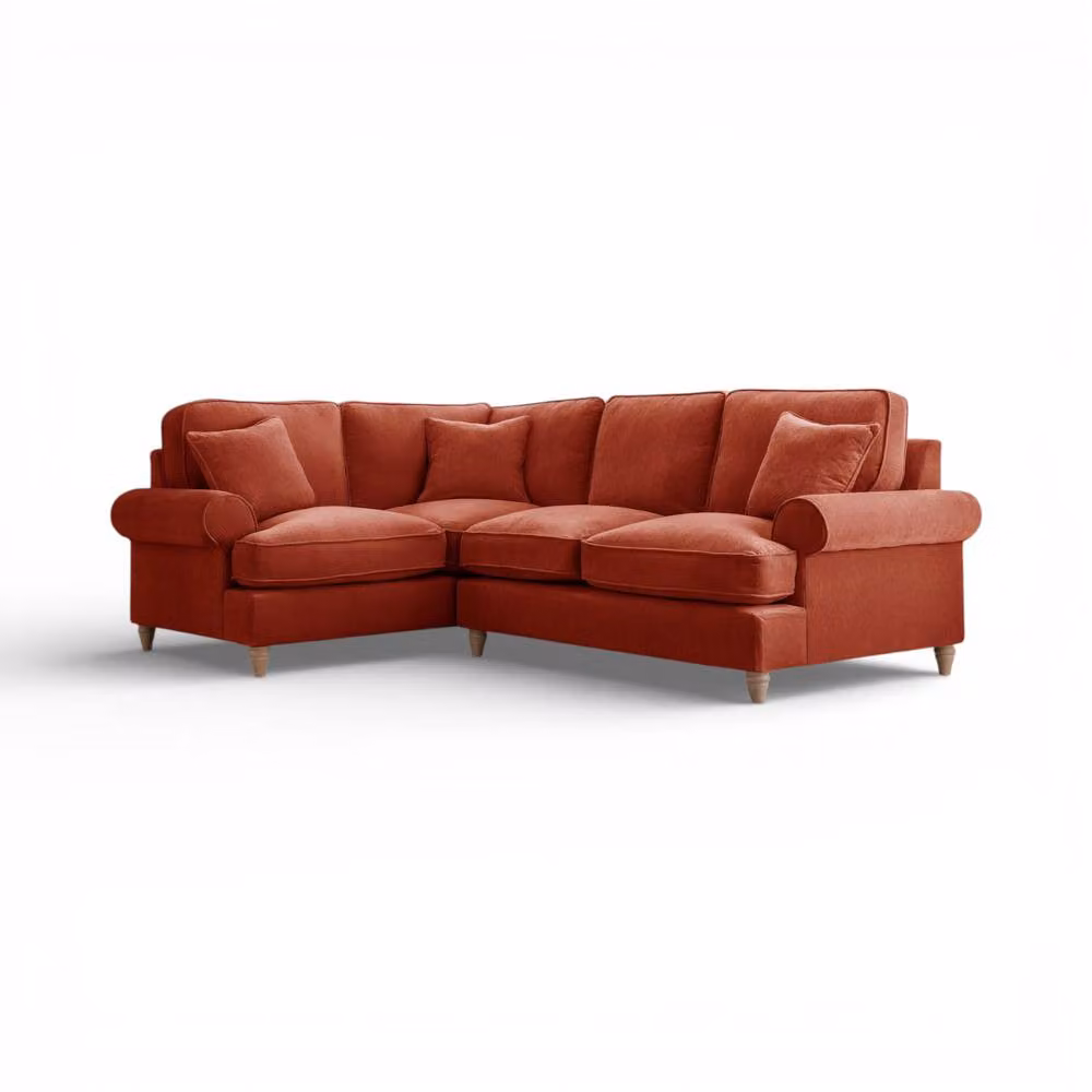 The Great Sofa Company Ezra Left Hand Velvet Corner Sofa in Terracotta – 2