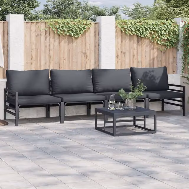 Berkfield Home 5 Piece Modern Garden Sofa Set in Anthracite Metal – 1
