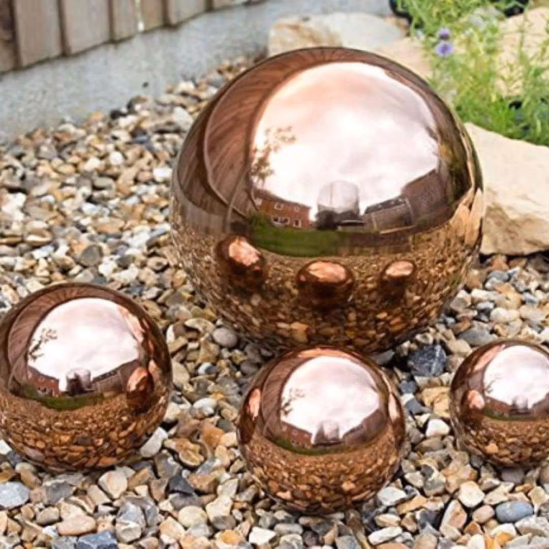 Primrose Bronze Copper Effect Stainless Steel Gazing Globe Sphere Garden Ornament, Diameter: 10 cm – 2