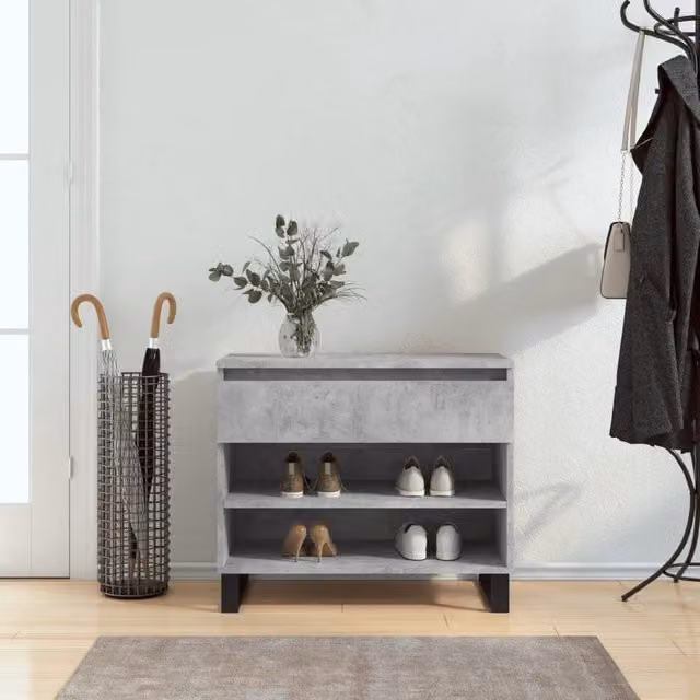 Berkfield Home Modern Shoe Cabinet in Concrete Grey, W/D/H: 70 x 36 x 60 cm – 1