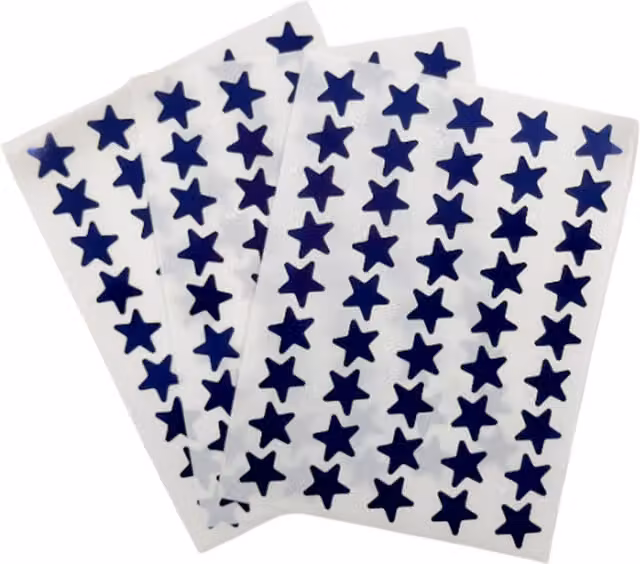 Janrax Pack of 135 Blue Self-Adhesive Plastic Foil Stars, 15mm