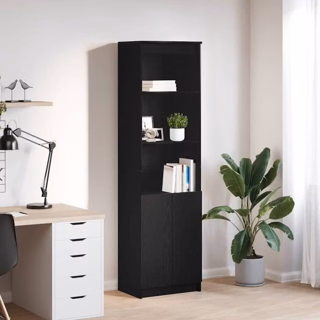 Berkfield Home Black Oak Highboard W/D/H: 50 x 35 x 180 cm – 1