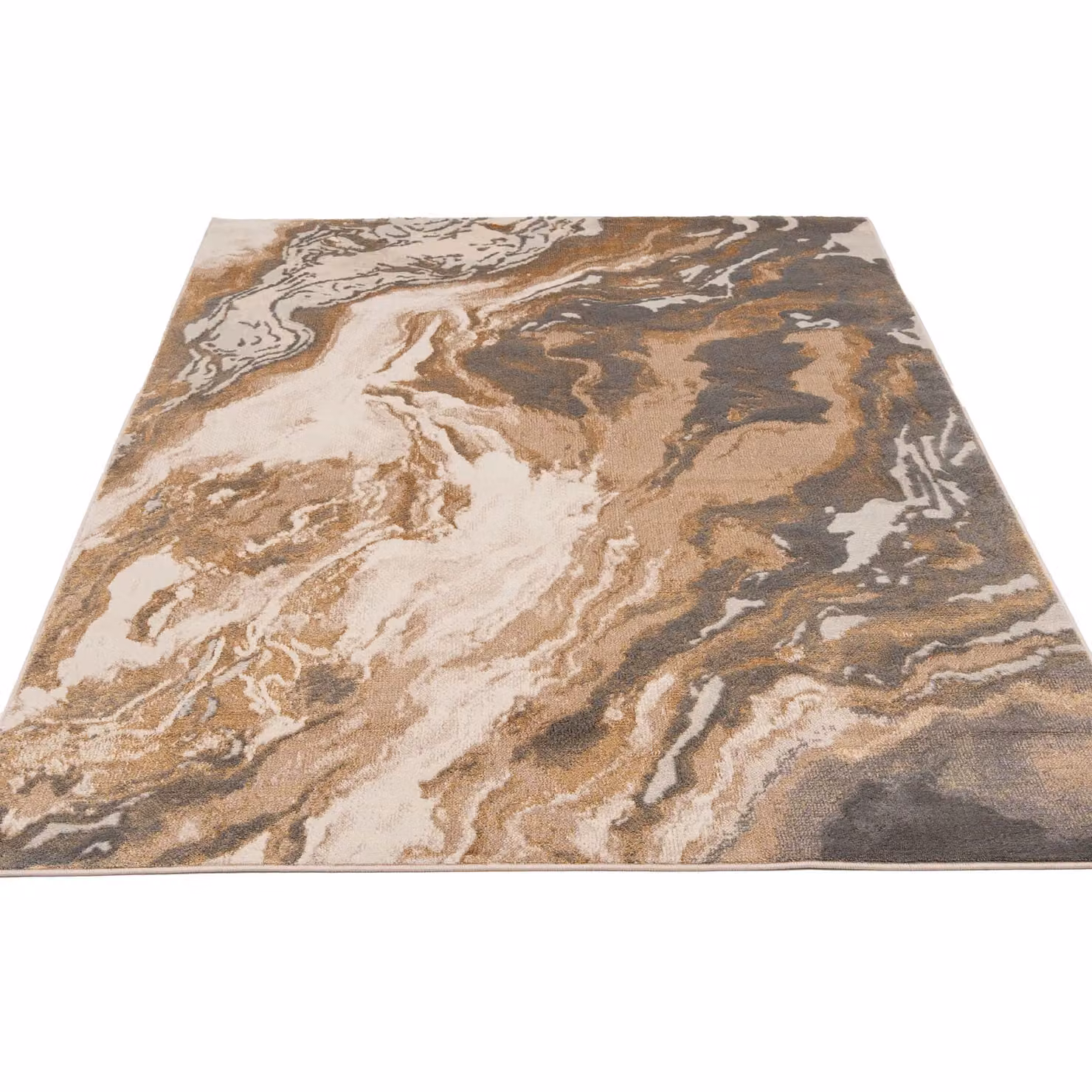 Kukoon Modern Abstract Rectangular Rug in Silver and Beige with High-Low Effect, W: 80 cm, L: 150 cm – 3