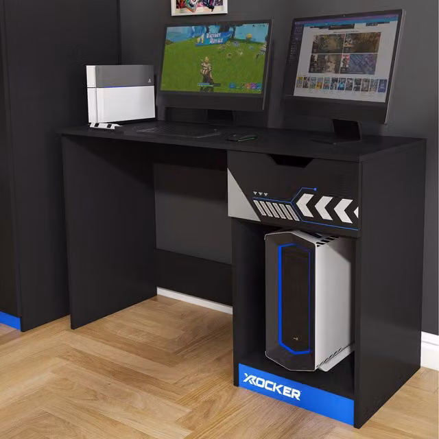 X Rocker Octane Gaming Desk in Black and Blue