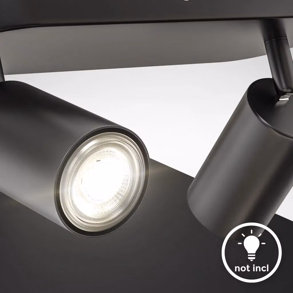 B.K.Licht Black Metal Ceiling Spotlight Bar with 2 Adjustable GU10 Sockets – 7