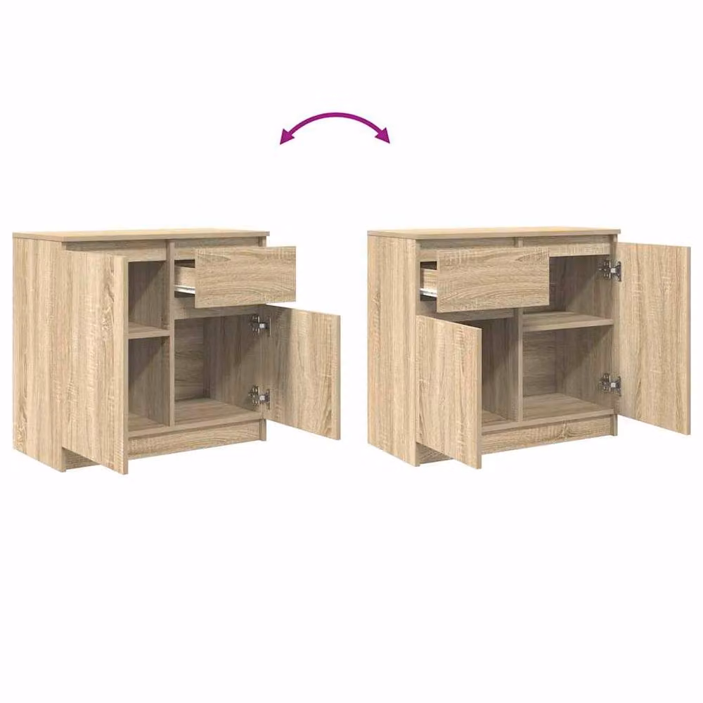 Berkfield Home Sonoma Oak Sideboard with Drawer in Light Oak, W/D/H: 71 x 35 x 65 cm – 3