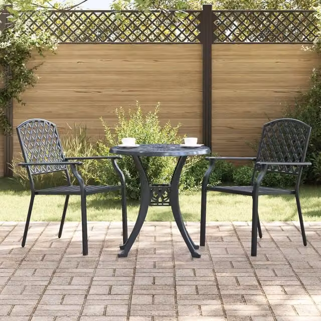 Berkfield Home Stackable Anthracite Grey Steel Garden Chairs, 2 Piece Set