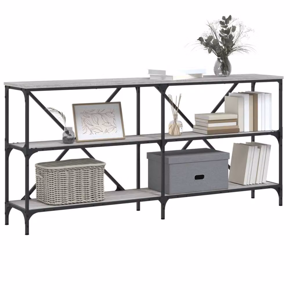 Berkfield Home Grey Sonoma Console Table with Engineered Wood and Iron, W/D/H: 160 x 30 x 75 cm – 3