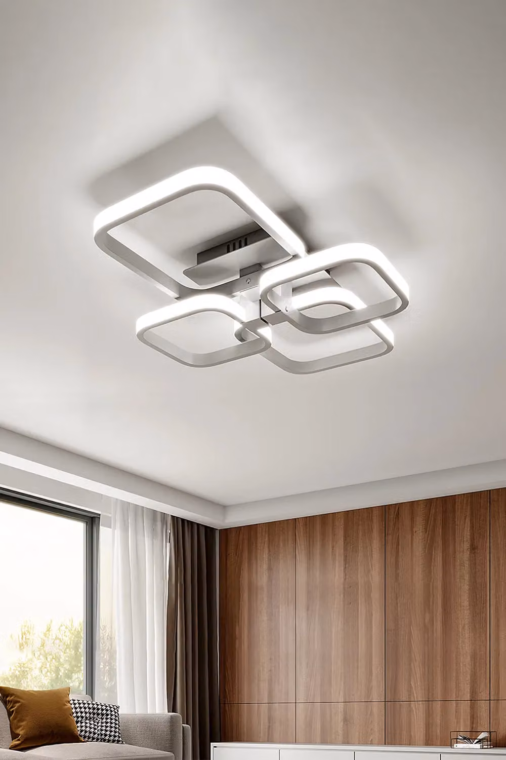 Living and Home Contemporary LED Semi Flush Ceiling Light in White – 2