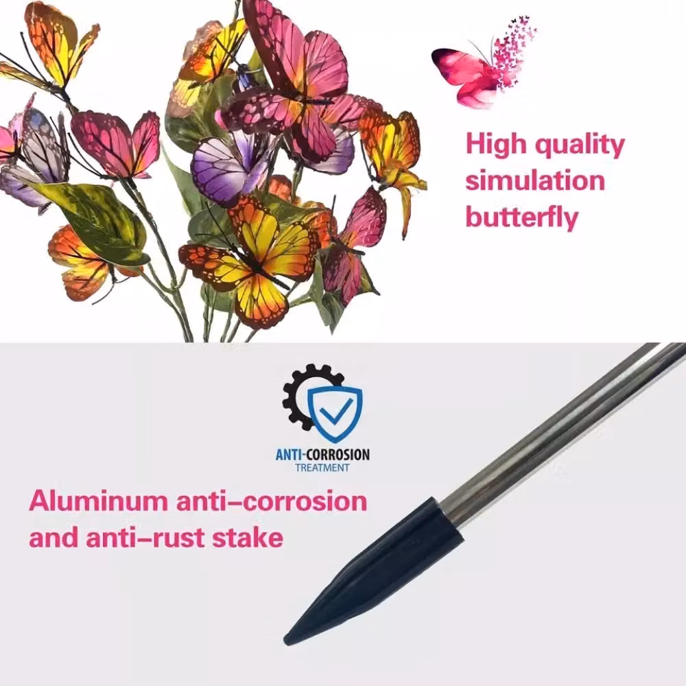 Garden Greatness 2 Pack Multicolour Butterfly Solar LED Garden Stake Lights – 2