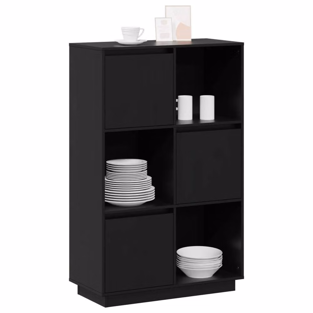 Berkfield Home Black Solid Wood Pine Highboard W/D/H: 74 x 35 x 117 cm – 2