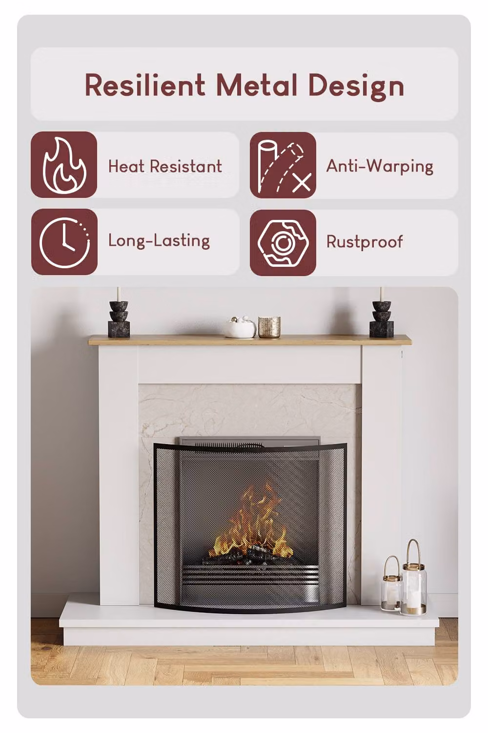 Home Discount Vida Buckton Fire Guard Nickel Fireplace Shield Protector in Black – 2