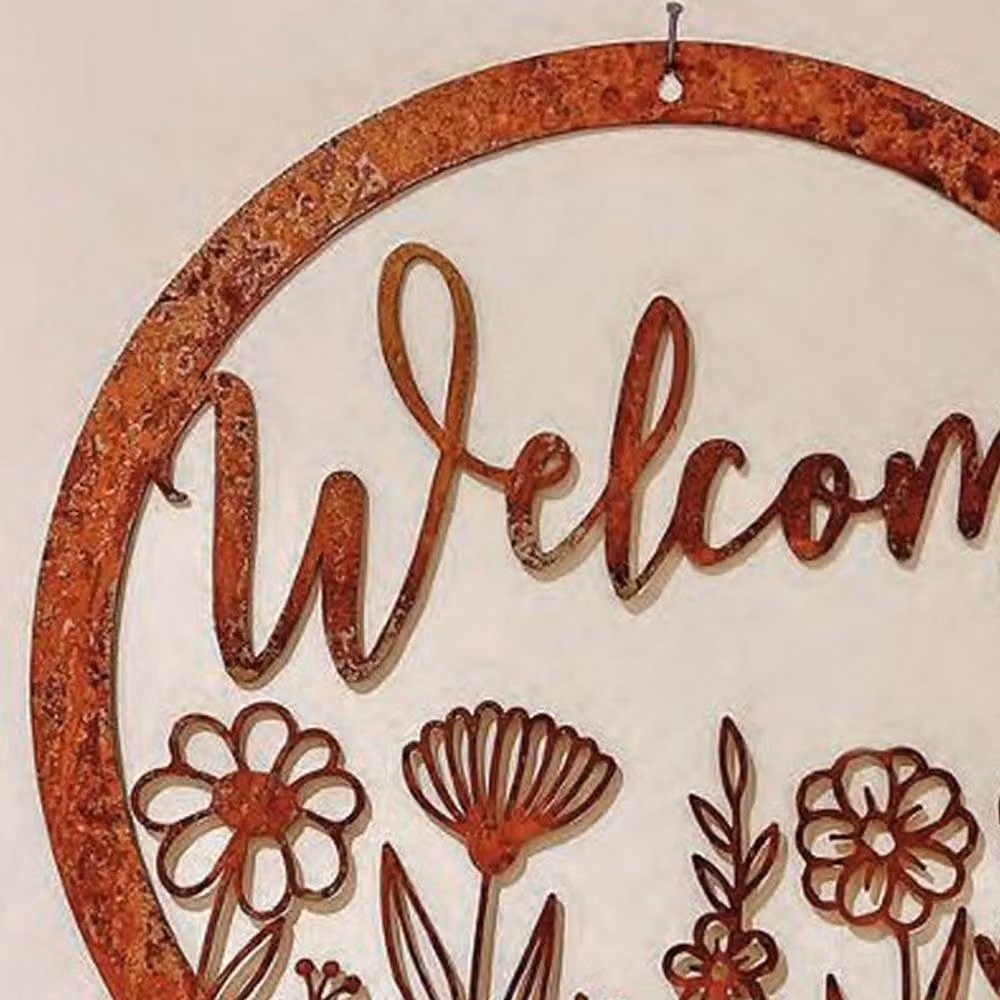 Poppyforge Floral Round Metal Garden Wall Art in Copper, W29.5 x H29.5 cm – 2
