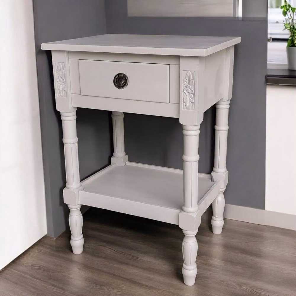 Minster Single Drawer Side Table in Grey, W: 45 cm, D: 35 cm, H: 65 cm – 2