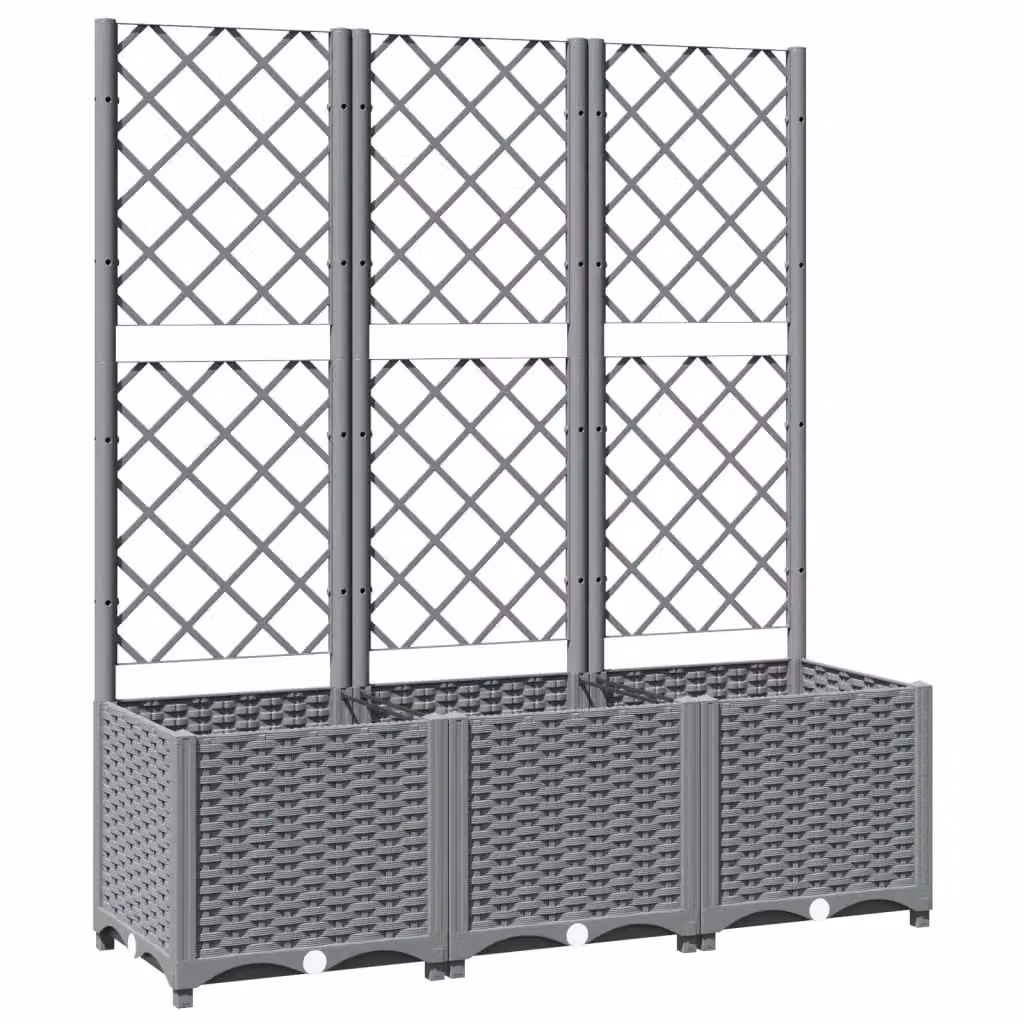 Berkfield Home Garden Planter with Trellis in Light Grey, W/D/H: 120 x 40 x 136 cm – 2