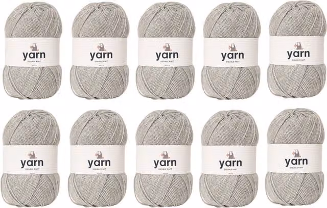 Korbond Yarn in Light Silver Grey, 10 x 100g Pack