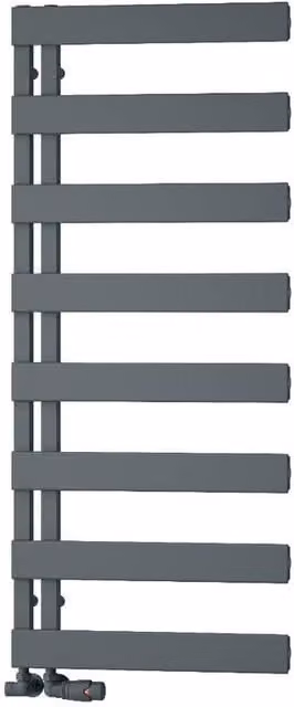 Bathroom Kingdom Carpena Anthracite Designer Flat Panel Aluminium Heated Towel Rail, Grey, H: 119 cm, W: 50 cm