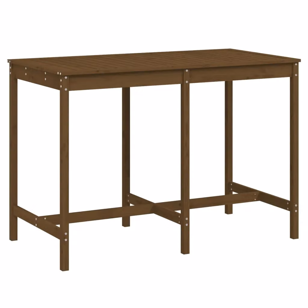 Berkfield Home Rustic Solid Wood Pine Garden Table in Honey Brown, W: 159.5 cm, D: 82.5 cm, H: 110 cm – 2