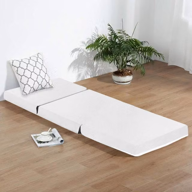 Rest Relax White Faux Leather Folding Futon Mattress Chair and Z Bed