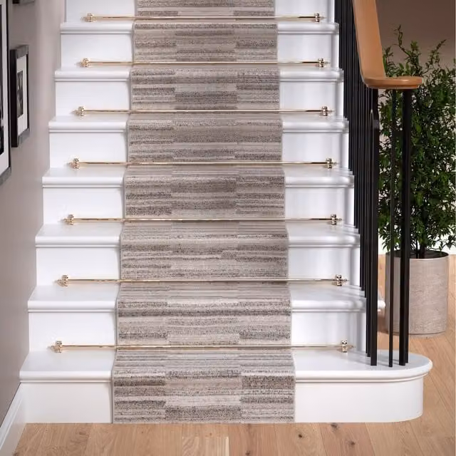 The Rug House Modern Striped Living Area Rug in Beige, Pink and Anthracite