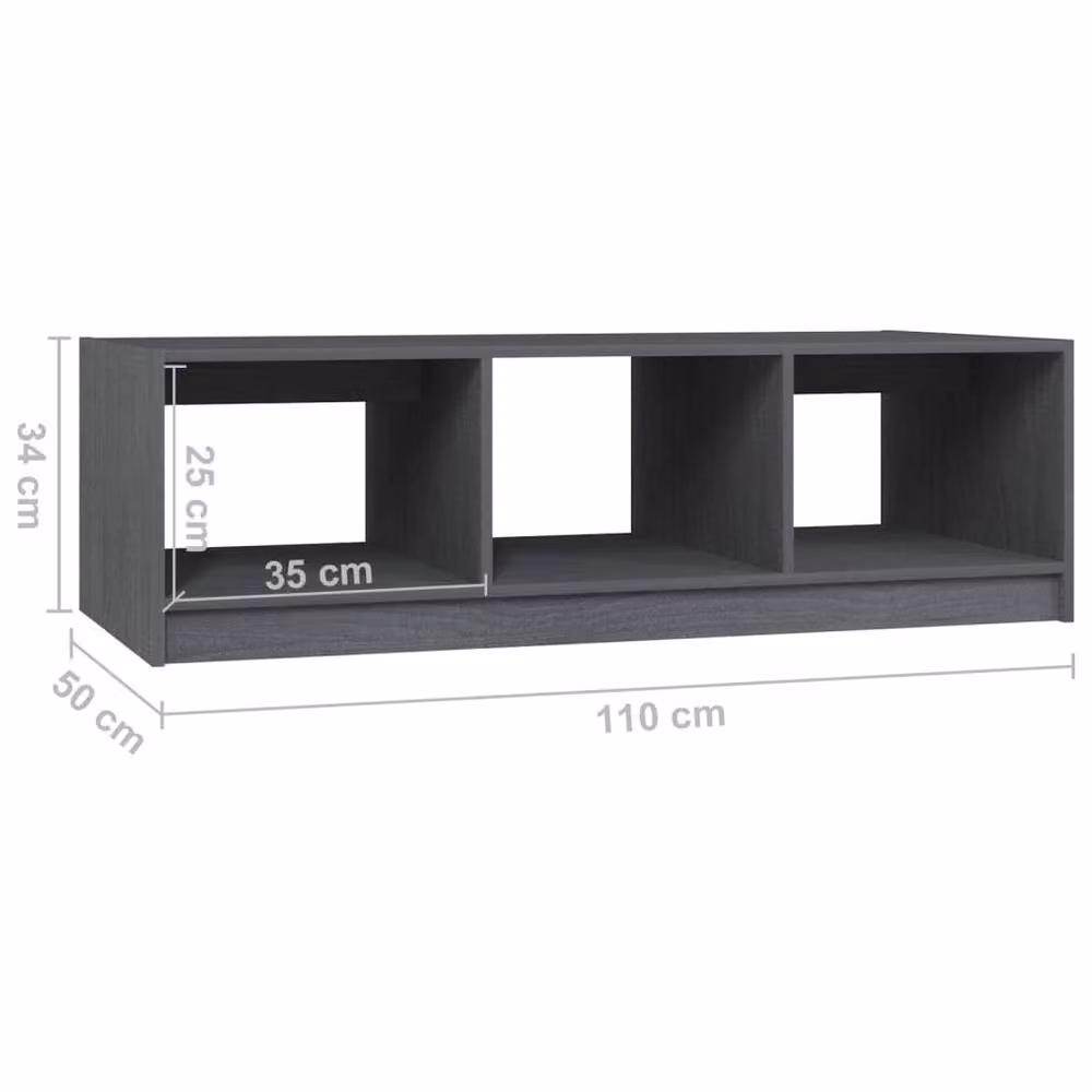 Berkfield Home Modern Grey Rectangular Coffee Table in Solid Pinewood, W/D/H: 110 x 50 x 34 cm – 4