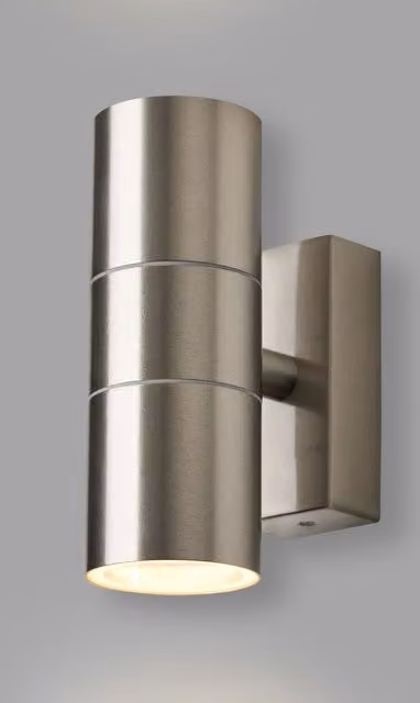 BHS Lighting Jared Stainless Steel Outdoor Up & Down Wall Light in Silver