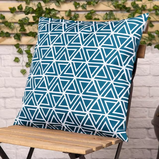 ICON Petrol Geometric Print Square Outdoor Cushion
