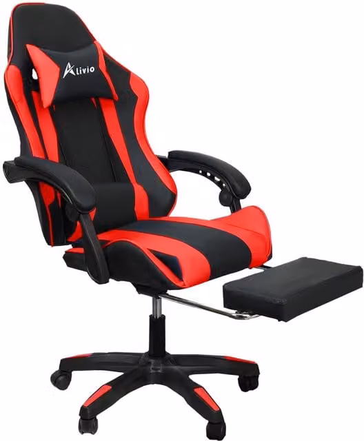 Alivio Red Sporty Gaming Chair with 360 Degree Swivel and Synthetic Leather Finish – 1