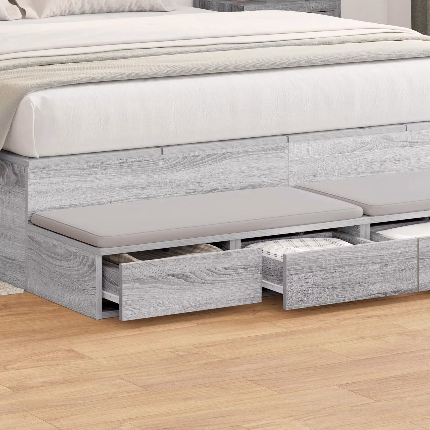 Berkfield Home Bed Drawers in Grey Sonoma, W/D/H: 135 x 36.5 x 16.5 cm – 1