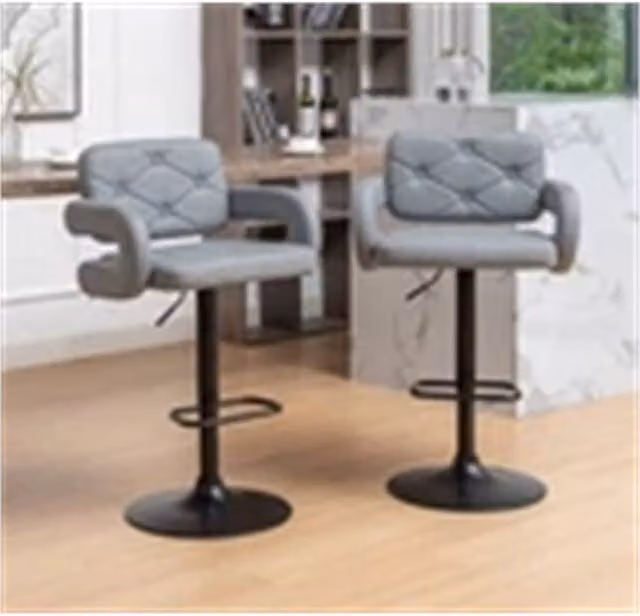 Nordara Breakfast Kitchen Bar Large Seat in Grey with Armrests and Swivel Function, Width: 100 cm