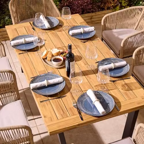 Rowlinsons Oslo 6 Seater Acacia Wood and Metal Dining Set in Brown and Grey, W: 160 cm – 3