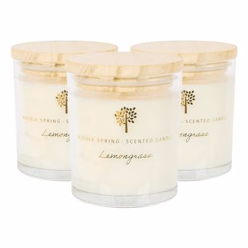 Nicola Spring Lemongrass Scented Soy Wax Votive Candles, Pack of 3, 130g each – 1