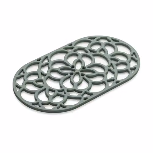 Zeal Large Oval Silicone Non-Slip Trivet Mat in Green, W/D: 32 x 18 cm – 1